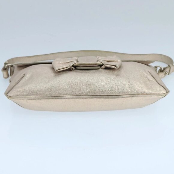 Salvatore Ferragamo Vala Shoulder Bag Leather Champagne Gold Auth 104964 - Picture 7 of 16